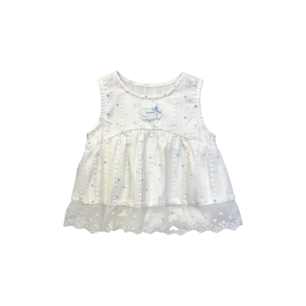 2 Piece Co-ord Set Girls Polka Dot & Lace Trim Outfit