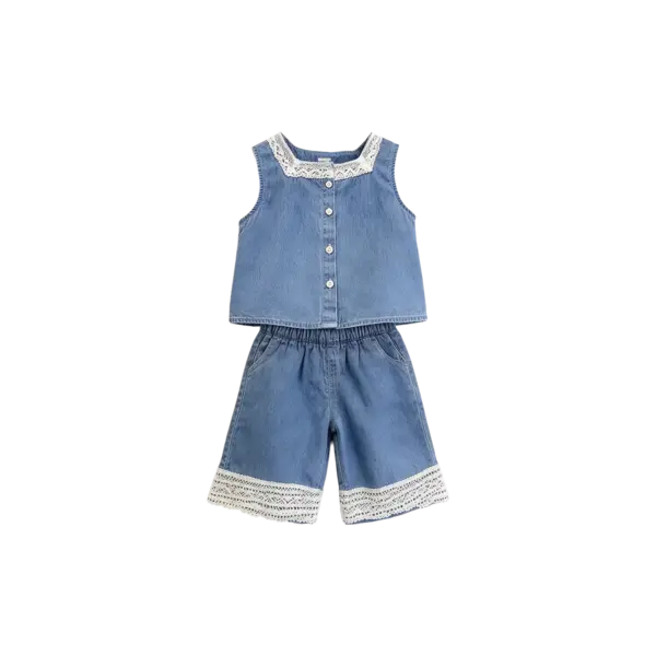 Girls denim top and short set
