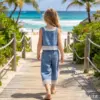 Girls denim top and short set