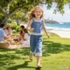 Girls Denim Top And Short Set